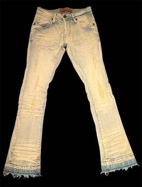 Arketype Boy’s Light Wash Distressed Stacked Flare Jeans size 10